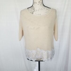 Lauren Conrad Short Sleeve‎ Lace Trimmed Sweater